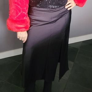 Sexy black sexy skirt. Size S Satin Slit Midi Slip Skirt
